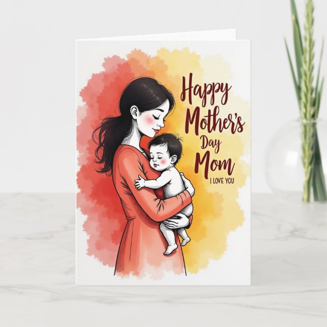 Tarjeta de Padres Amorosos que se Abrazan (Anverso)