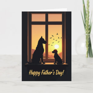 Tarjeta de Padres con Silueta de Puesta de Sol