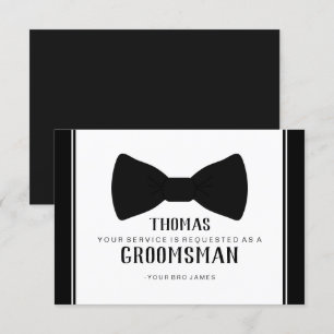 Tarjeta de Padrino de Boda - Corbata de Gala Negra
