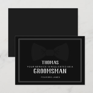 Tarjeta de Padrino de Boda - Corbata Negra sobre N