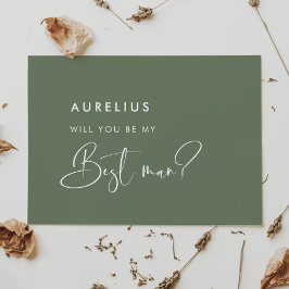 Tarjeta de padrino de boda elegante verde salvia
