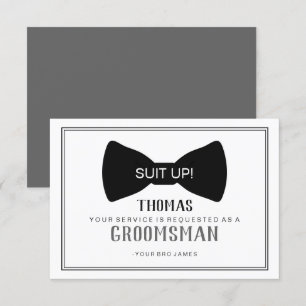 Tarjeta de Padrino 'Suit Up' - Corbata Negra Gris