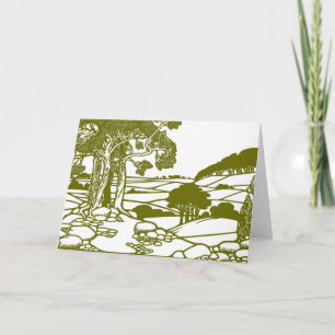 Tarjeta de paisaje de Artes y Oficios Verde Oliva