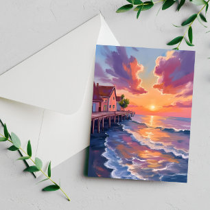Tarjeta de paisaje marino de olas de océano en el 
