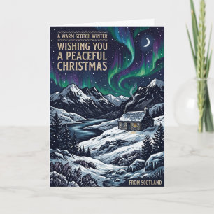 Tarjeta de paisaje navideño de las Tierras Altas e