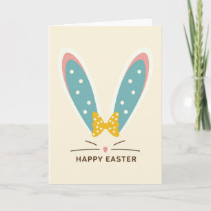Tarjeta de pajarita de conejo de Pascua