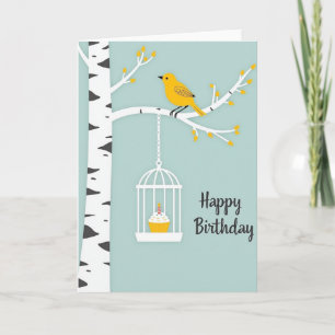 Tarjeta de Pájaro Amarillo Alegre