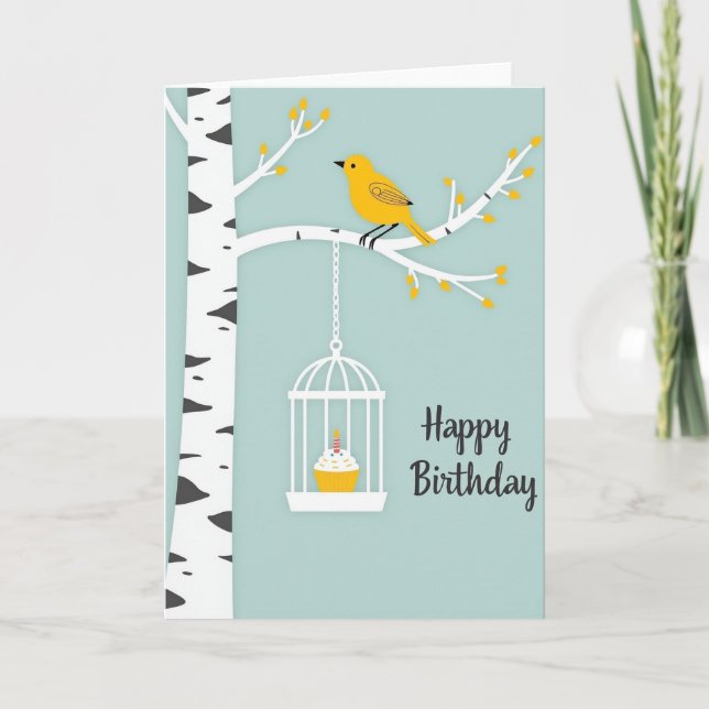 Tarjeta de Pájaro Amarillo Alegre (Anverso)