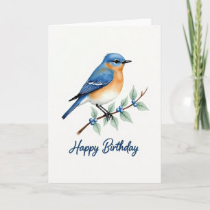 Tarjeta de Pájaro Azul Alegre