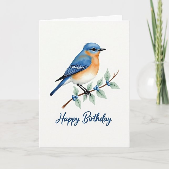 Tarjeta de Pájaro Azul Alegre (Anverso)
