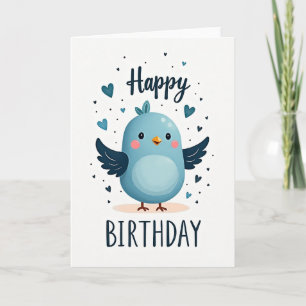 Tarjeta de Pájaro Azul Alegre