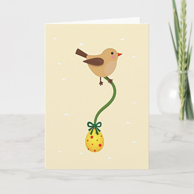 Tarjeta de pájaro con diseño de huevo de lunares (Anverso)