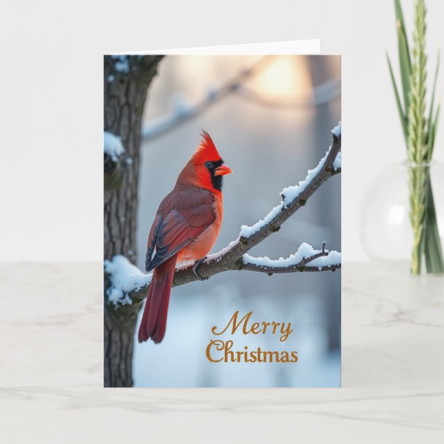 Tarjeta de Pájaro de Cresta Carmesí (Anverso)