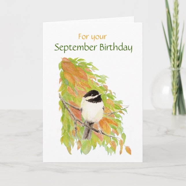 Tarjeta de pájaro de cumpleaños de septiembre (Anverso)