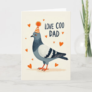 Tarjeta de Pájaro Gris Amor Arrulla Papá