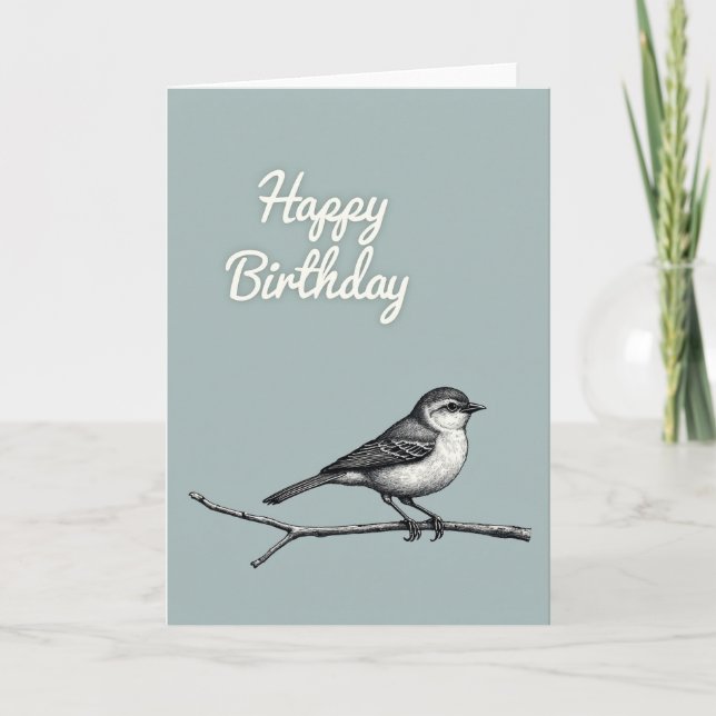 Tarjeta de Pájaro Monocromo Dulce (Anverso)
