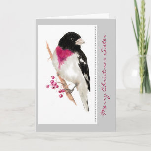 Tarjeta de pájaro navidad Grosbeak