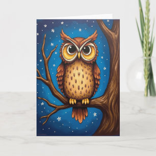Tarjeta de pájaro nocturno caprichoso