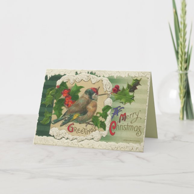 Tarjeta de pájaro para Navidades victorianos (Anverso)