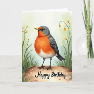 Tarjeta de Pájaro Pecho Rojo Dulce