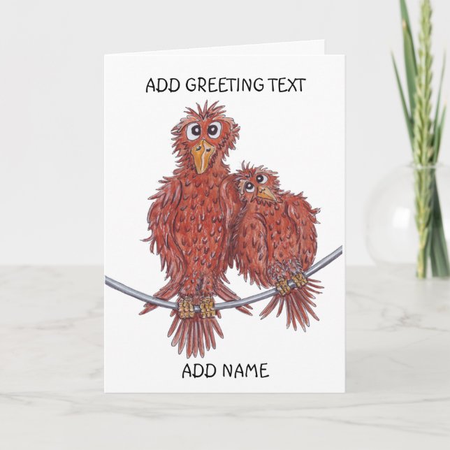 Tarjeta de pájaros de amor acurrucados (Anverso)