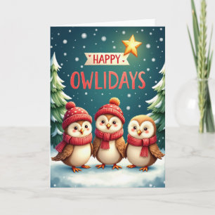 Tarjeta de pájaros de invierno a rayas