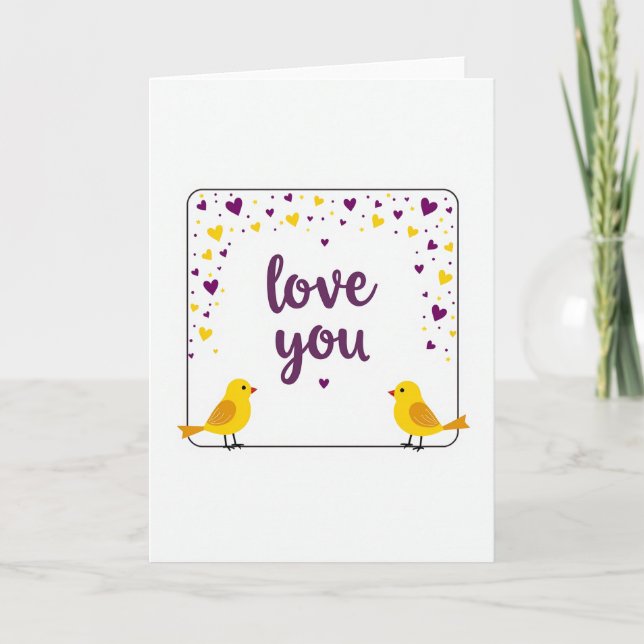 Tarjeta de pájaros Minimalista Te Amo (Anverso)