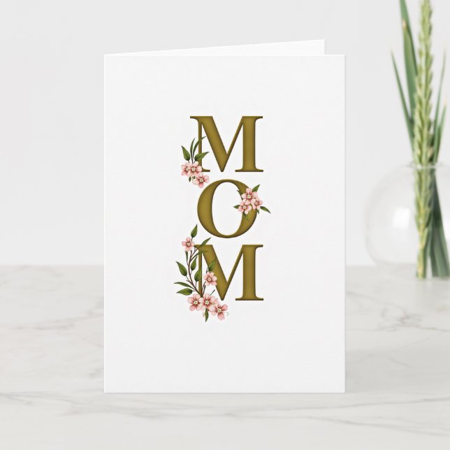 Tarjeta de palabra floral de oro oliva (Anverso)