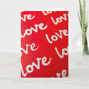 Tarjeta de palabra repetida de amor rojo