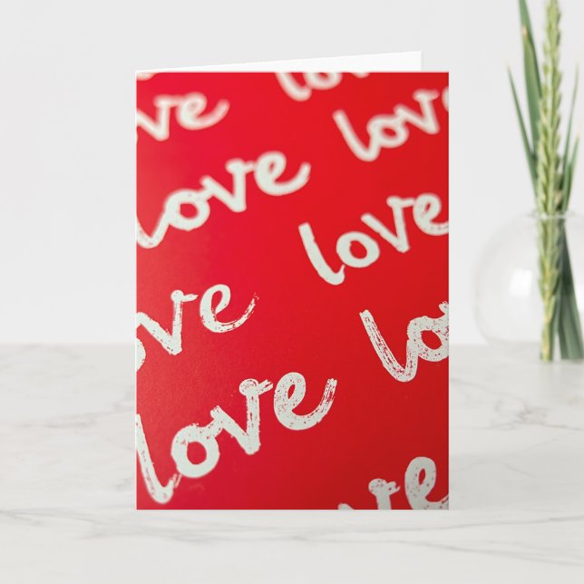 Tarjeta de palabra repetida de amor rojo (Anverso)