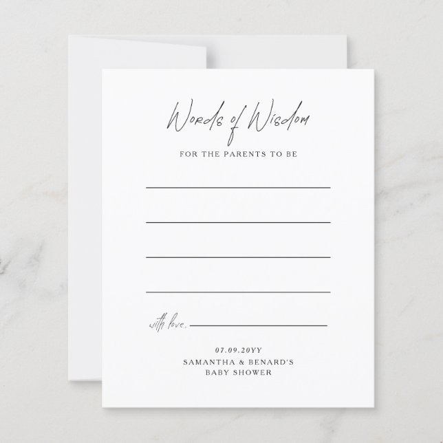 Tarjeta de Palabras de Sabiduría para Futuros Padr (Anverso)