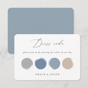 Tarjeta de paleta color azul turbio, gris, Boda be