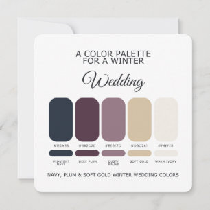 Tarjeta de paleta de boda de invierno de oro suave