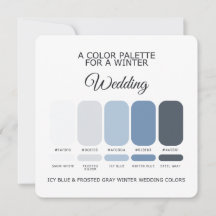 Tarjeta de paleta de boda de invierno gris escarch