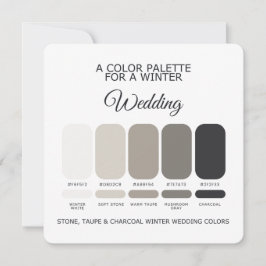 Tarjeta de paleta de boda de invierno gris piedra 