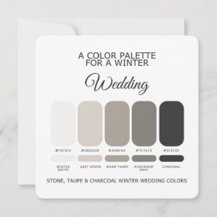 Tarjeta de paleta de boda de invierno gris piedra 