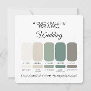 Tarjeta de paleta de boda de otoño de crema suave 