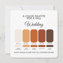 Tarjeta de paleta de boda de otoño de naranja quem