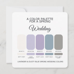 Tarjeta de paleta de boda de primavera lavanda y a
