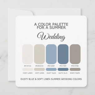 Tarjeta de paleta de boda de verano de lino suave 