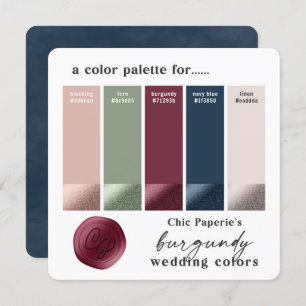 Tarjeta de paleta de color Boda clásico de Borgoña