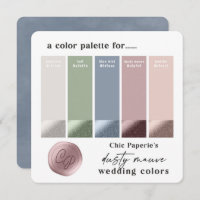 Tarjeta de paleta de color Boda Dusty Mauve & Blue
