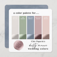 Tarjeta de paleta de color Boda Dusty Mauve & Blue