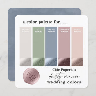 Tarjeta de paleta de color Boda Dusty Mauve & Blue