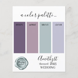 Tarjeta de paleta de colores Amethyst Boda 2023