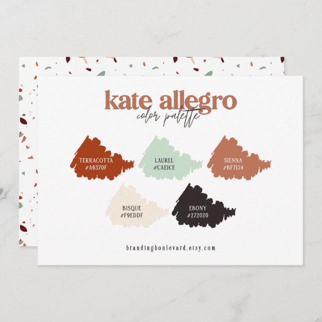 Tarjeta de paleta de colores beige Siena quemada d (Anverso / Reverso)