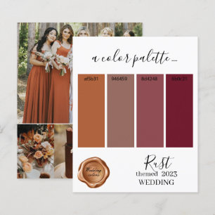 Tarjeta de paleta de colores Boda oxidada 2023