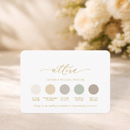Tarjeta de paleta de colores de atuendo de boda el