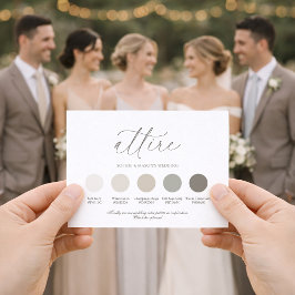 Tarjeta de paleta de colores de atuendo de boda ne