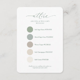 Tarjeta de paleta de colores de atuendo de boda ve